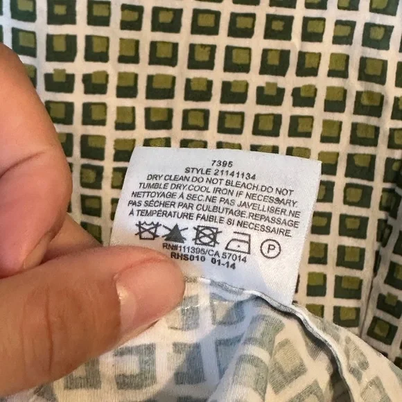 Tory Burch White/Green Checkered Button Up Short Sleeve Top - Picture 7 of 8